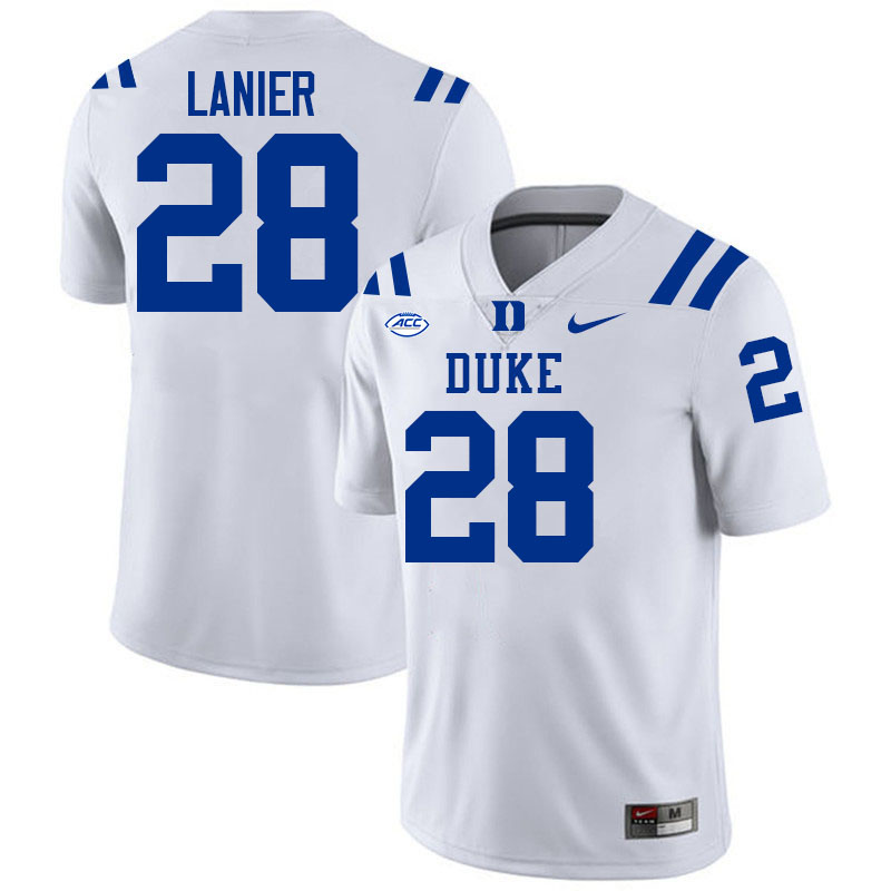 Duke Blue Devils #28 Kaleb Lanier College Football Jersey Stitched-White